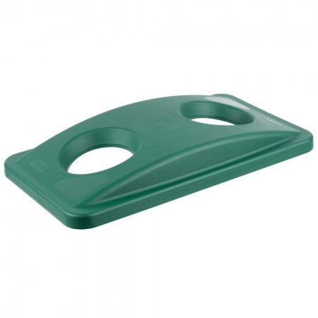 Rubbermaid Rectangle Recycling Trash Can Lid with 2 holes Plastic Green
