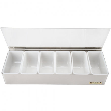 San Jamar Garnish Tray - Non-Chilled - (6) 1 Pt w/Plex Lids