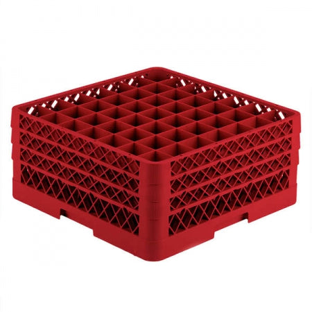 Vollrath Traex Full-Size Red 49-Compartment 7 7/8" Glass Rack