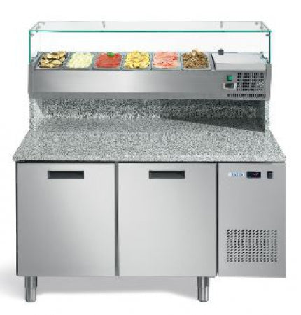 Afinox Pizza counter and table, Range: +2/+7 °C  Granite worktop, Ventilated refrigeration R290 gas, Electronic controller with digital display, Dimensions (mm): 1400x800x1040 230V/1ph/50Hz
