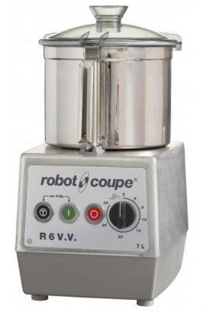 R6A TABLE-TOP CUTTER, 400/50/3, (24314), Power: 1300 Watts, Voltage: 3 Phase, 2 Speed 1500 & 3000 Rpm, Supplied with: 7-litre stainless-steel cutter bowl with handle and fully detachable bowl-base blade assembly (2 smooth-edged stainless-steel blades),