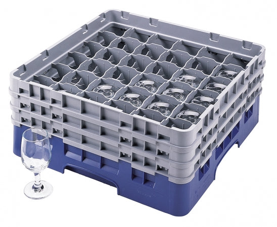 Cambro Navy Blue Camrack Customizable 36 Compartment 6 7/8" Glass Rack