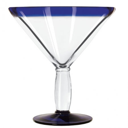 Aruba 24 oz. Martini Glass with Cobalt Rim and Base - 12/Case