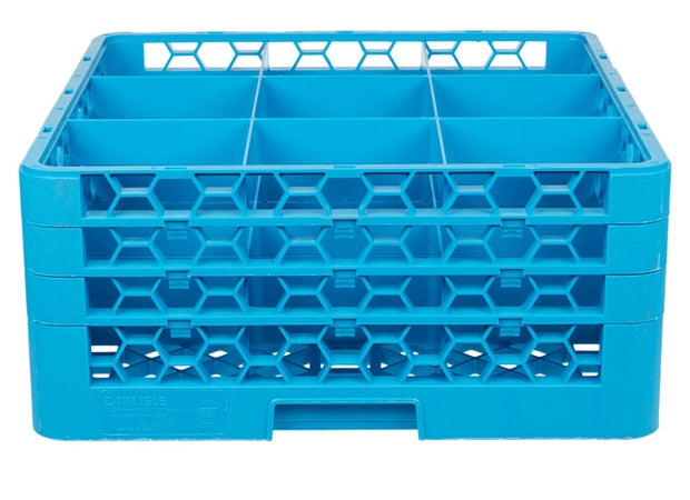 Carlisle OptiClean 9 Compartment Glass Rack with 3 Extenders Maximum Glass Height: 7 15/16" Maximum Glass Diameter: 5 9/16"