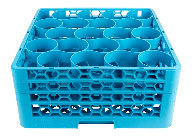 Carlisle OptiClean NeWave 20 Compartment Glass Rack with 3 Extenders Maximum Glass Height: 7 7/8" Maximum Glass Diameter: 3 1/2"