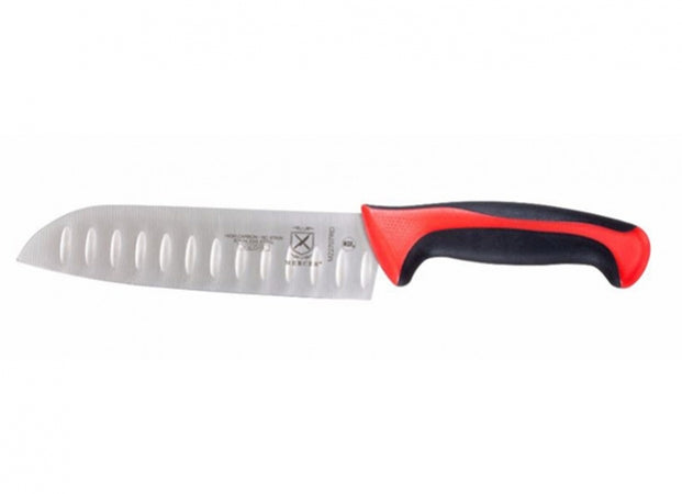 Red Handle 7" Santoku Granton Edge Knife