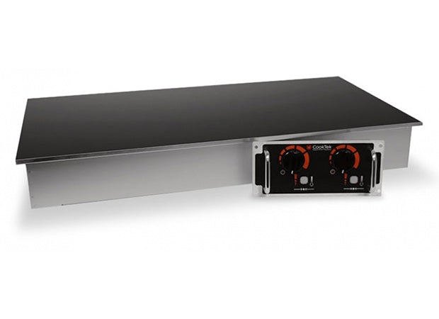 Cooktek Heritage Induction Range 14" Drop-In Double Hob (Front-Toback) Glass-Ceramic Top with Individual Burner Control Knob Stainless Steel & Aluminum Housing 240V/50/1ph 6000 Watts. Includes 6 Ft. Cord