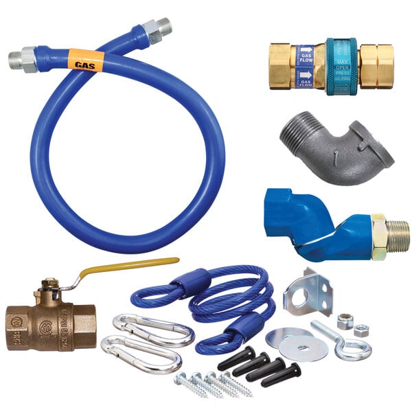Dormont 1675KITS24 Deluxe SnapFast® 24" Gas Connector Kit with Swivel MAX®, Elbow, and Restraining Cable - 3/4" Diameter