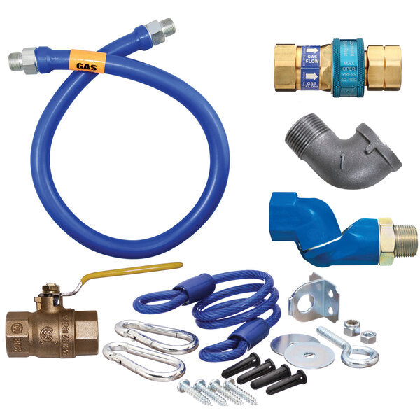Dormont 1675KITS72 Deluxe SnapFast® 72" Gas Connector Kit with Swivel MAX®, Elbow, and Restraining Cable - 3/4" Diameter