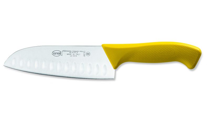 Santoku olivato Indented Santoku knife cm.16 yellow