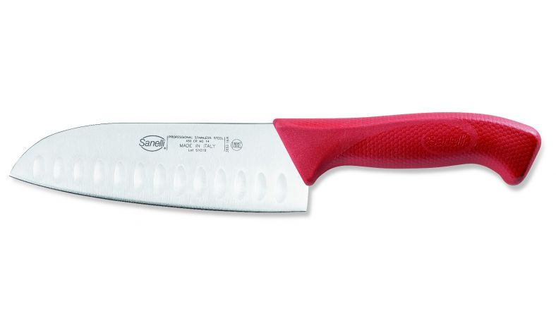 Santoku olivato Indented Santoku knife cm.16 red