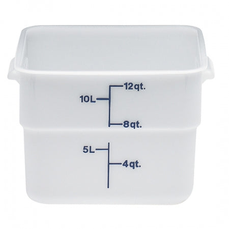 Cambro 12 Qt. White Square Poly Food Storage Container with Midnight Blue-Colored Gradations