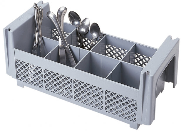 Cambro Soft Gray 8 Compartment Half Size Camrack Flatware Basket