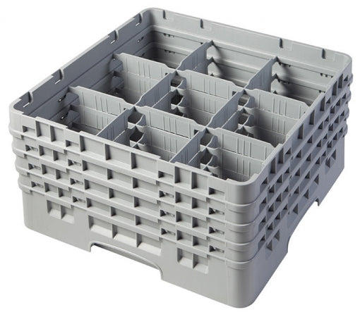 Cambro Soft Gray Camrack Customizable 9 Compartment 8 1/2" Glass Rack