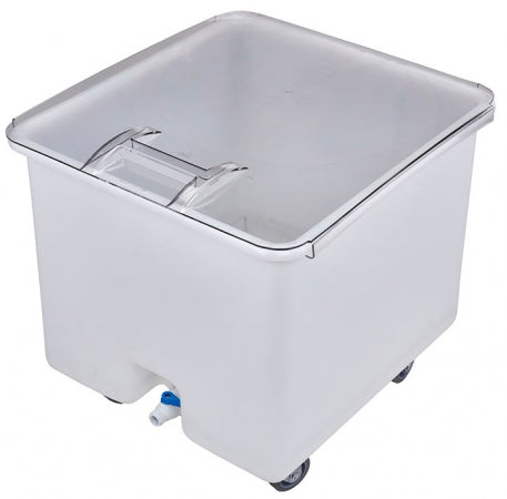 Cambro Camcrisper 32 Gallon White Polyethylene Vegetable Crisper with 3" Casters for Mobility and Drain Tap. Dimension: 24x22x23 (LxWxH) in