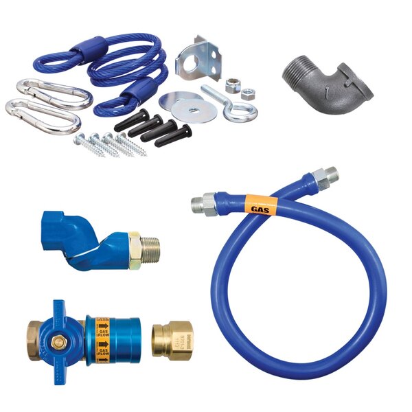 Dormont 1675KITCFS24 Deluxe Safety Quik® 24" Gas Connector Kit with Swivel MAX®, Elbow, and Restraining Cable - 3/4" Diameter