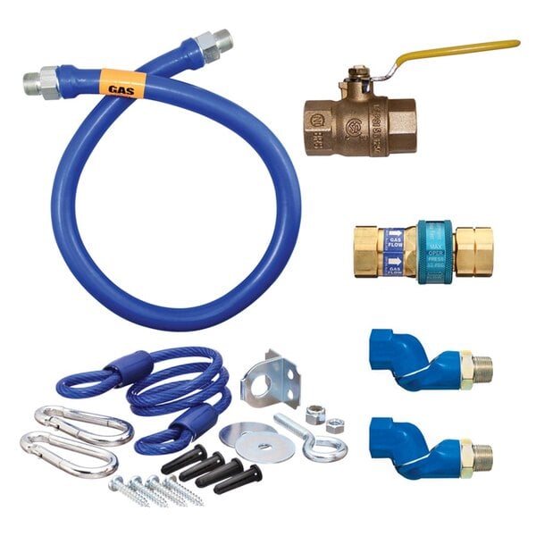 Dormont 16100KIT2S48 Deluxe SnapFast® 48" Gas Connector Kit with Two Swivels and Restraining Cable - 1" Diameter