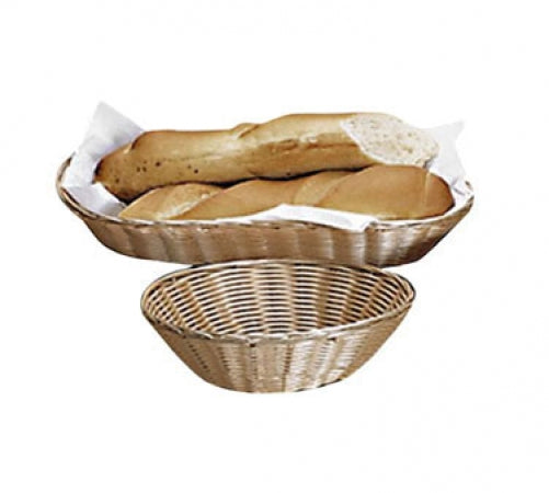 Basket, 9" dia. x 2-1/2" deep, round, wire reinforced, dishwasher safe,polypropylene, tan