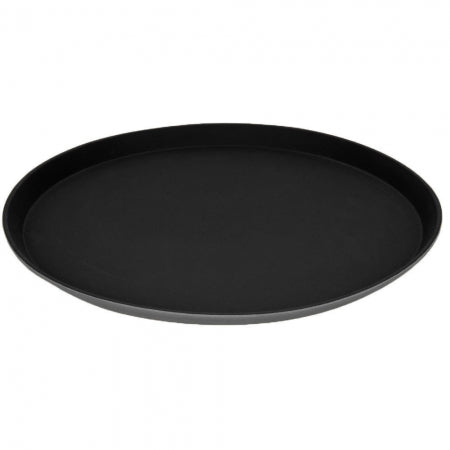 Cambro Treadlite 16" Round Black Non-Skid Treadlite Fiberglass Serving Tray