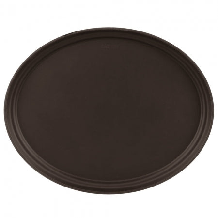 Cambro Camtread 19" x 23" Tavern Tan Non-Skid Oval Serving Tray