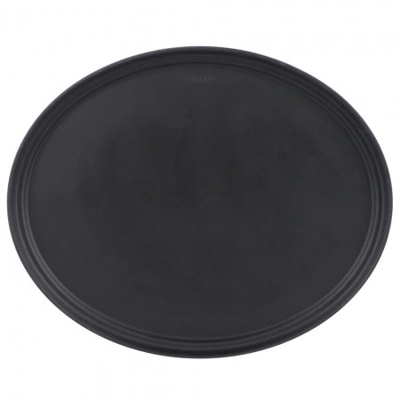 Cambro Camtread 22" x 27" Black Non-Skid Oval Serving Tray