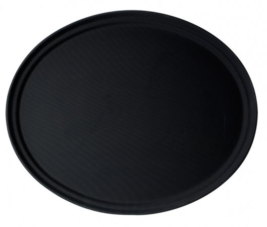 Cambro Camtread 29" x 24" Black Non-Skid Oval Serving Tray