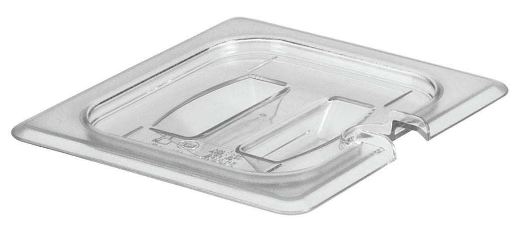 Cambro Camwear 1/6 Size Clear Polycarbonate Handled Lid with Spoon Notch
