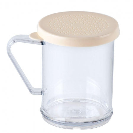 Cambro Camwear 10 oz. Polycarbonate Shaker with Beige Lid for Salt and Ground Pepper