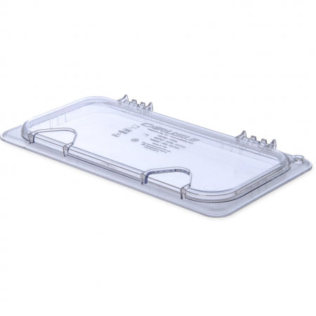 Carlisle Foodservice StorPlusô EZ Access Hinged Notched Universal Food Pan Lid 1/3 Size - Clear