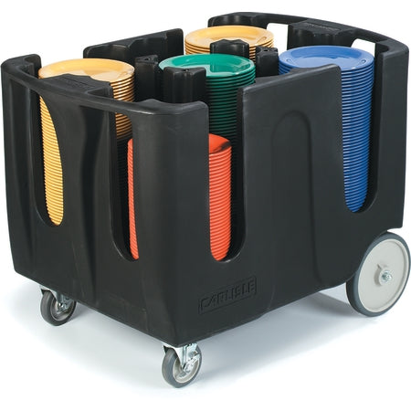 Carlisle Black Optimizer Adjustable 5 Stack Dish Dolly with 4 Dividers