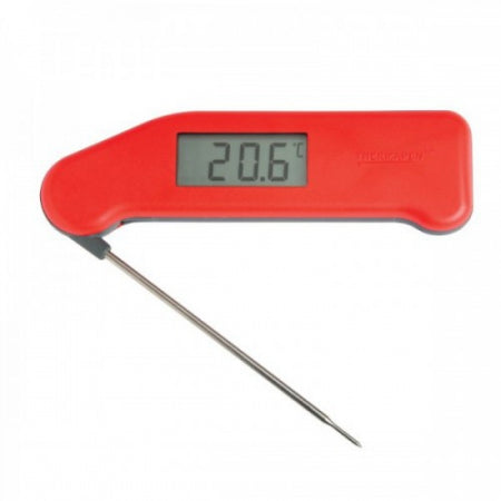 Red Superfast Thermapen Resolution: 0.1*C or 1.0*C (User Selectable), Temp Range:  -49.9 to 299.9*C, Accuracy: +/-0.4*C (-49.9 to 199.9*C) otherwise +/- 1*C, Auto Off, HACCP Compatible, Made in Great Britain