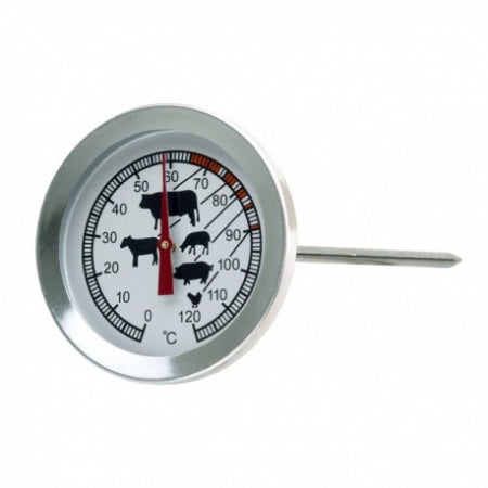 Meat roasting thermometer 0 to 120 Degree C 45 mm dial 4mm x 105 mm stem