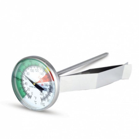 25 mm Milk dial thermometer - 10 to 110 Degree C 4 mm x 130 mm supplied with S/S mounting clip