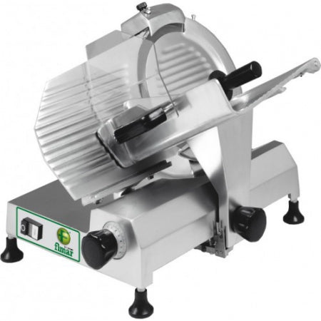 GRAVITY SLICER H/300 BLADE: 300mm, SLICE THICKNESS: 0 15 mm, USEFULL CUT: 220x200h (mm), Anodized aluminium alloy structure (chilled casting), blade protection fixed ring - extractable blade protector  230-400V/50Hz/3ph