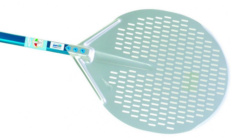 Perforated aluminum pizza peel, Round head 13", handle 59"