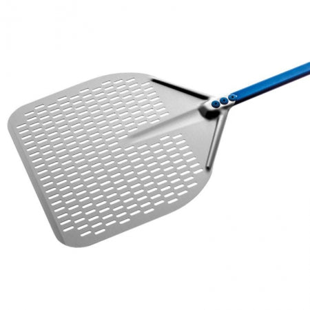 Perforated aluminum pizza peel, Rectangular 16", handle 23"