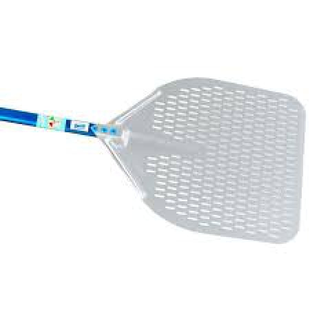 Perforated aluminum pizza peel, Rectangular 18", handle 23"