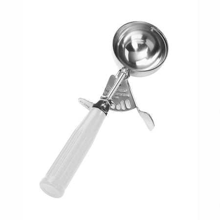 4.8 Oz. ( No. 6) Stainless Steel Standard Ice Cream Disher White Poly Handle.