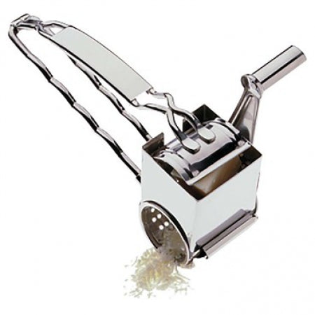 Jumbo rotary cheese grater for your cheese grating needsConstructed from 18/10 stainless steel materialThis cheese grater is designed to withstand the heavy demands of a commercial kitchenIt is ready for both right and left-handed use for ultimate
