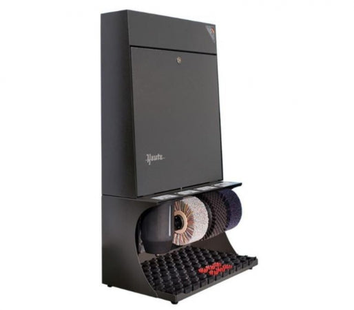 HEUTE-shoe-shine-machineEl gance Nature, walnut dark1 cleaning-, 2 polish brushessensor + timer, polish dispenser