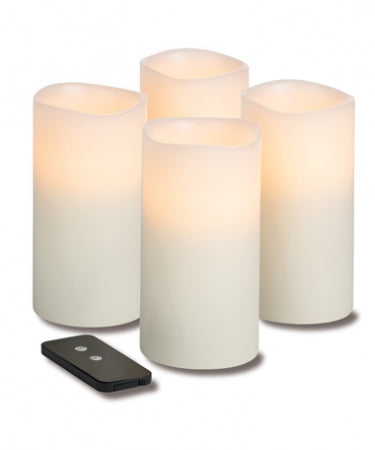 TRUE FLAME LED WAX PILLAR & REMOTE, IVORY 3" x 6"