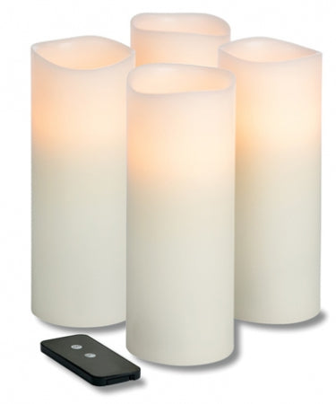 TRUE FLAME LED WAX PILLAR & REMOTE, IVORY 3" x 8"