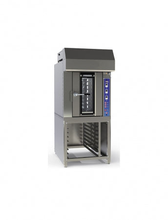 MacPan electric rotary oven with support 1 trolley 10 trays 40X60 - suction hood and stand included 380-400V/50Hz/3ph Dim: 1100x980x2250 mm