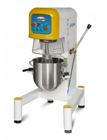 MacPan 30 liters planetary mixer with variable speeds - analogic control panel - bowl/whip/beater/spiral included 105 to 450 rpm 380-415V/50hz/3ph Dim: 730X870X1450