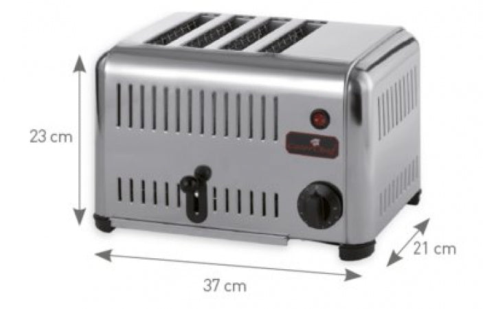Sandwich Toaster with 4 Slots, 230V, 2000W, All stainless steel cosntruction. With energy-saving switch to decide how many slices to toast, 3 or 6, 37X21X23 CM, Made in Spain
