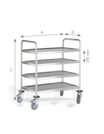 Welded Serving Trolley 4 Shelves 800x500