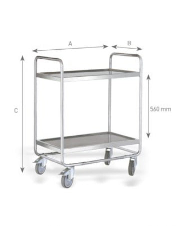 DISASSEMBLED SERVING TROLLEY 2 SHELVES 900 X 500
