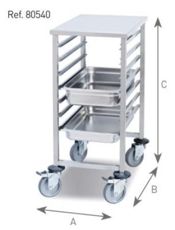Low Trolley 7 Rails for Pastry Tray 600 x 400