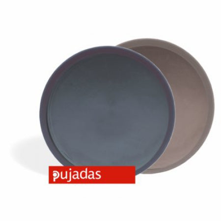 Non Slip Round Serving Brown Tray 35 CM