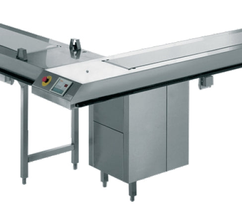 Rieber 12000mm Food Distribution Conveyor Belt Dimensions W: 12000mm D: 500mm H: 900mm 3 phase motor Stepless speed adjustment from 2.5m/min to 10.5m/min